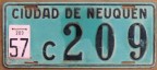 Nummernschilder / Kfz-Kennzeichen Argentinien 1957 1950er Neuquen