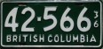 Nummernschilder / Kfz-Kennzeichen Kanada 1936 1930er British Columbia