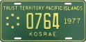 Nummernschilder / Kfz-Kennzeichen Mikronesien, Föd. Staat. 1977 1970er Kosrae USA