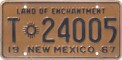 Nummernschilder / Kfz-Kennzeichen USA 1967 1960er New Mexico NM