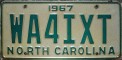 Nummernschilder / Kfz-Kennzeichen USA 1967 1960er North Carolina NC