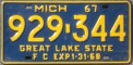 Nummernschilder / Kfz-Kennzeichen USA 1967 1960er Michigan MI