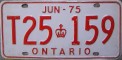 Nummernschilder / Kfz-Kennzeichen Kanada 1975 1970er Ontario
