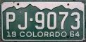Nummernschilder / Kfz-Kennzeichen USA 1964 1960er Colorado CO