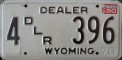 Nummernschilder / Kfz-Kennzeichen USA 1978 1970er Wyoming WY