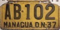 Nummernschilder / Kfz-Kennzeichen Nicaragua 1937 1930er Taxi