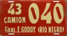 Nummernschilder / Kfz-Kennzeichen Argentinien 1943 1940er Rio Negro