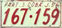 Nummernschilder / Kfz-Kennzeichen Kuba 1954 1950er