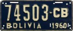 Nummernschilder / Kfz-Kennzeichen Bolivien 1960 1960er