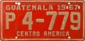 Nummernschilder / Kfz-Kennzeichen Guatemala 1967 1960er