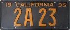 Nummernschilder / Kfz-Kennzeichen USA 1935 1930er california ca