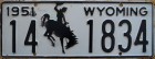 Nummernschilder / Kfz-Kennzeichen USA 1951 1950er Wyoming WY