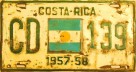 Nummernschilder / Kfz-Kennzeichen Costa Rica 1957 1950er CD