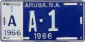 Nummernschilder / Kfz-Kennzeichen Aruba 1966 1960er Aruba GOV