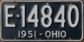 Nummernschilder / Kfz-Kennzeichen USA 1951 1950er Ohio OH