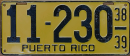Nummernschilder / Kfz-Kennzeichen Puerto Rico 1938 1930er