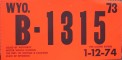 Nummernschilder / Kfz-Kennzeichen USA 1973 1970er Wyoming WY