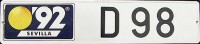 Nummernschilder / Kfz-Kennzeichen Spanien 1992 1990er